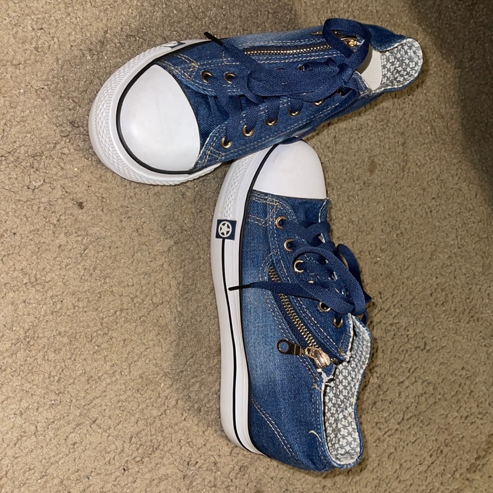 Mengsai 245 blue faded denim sneakers